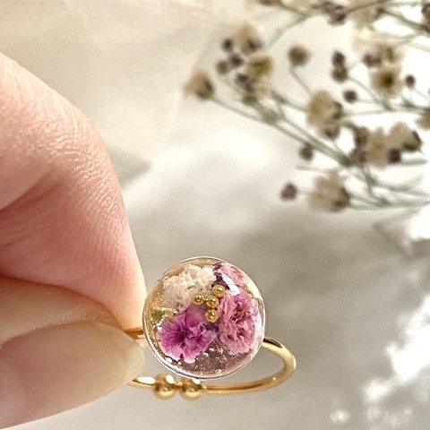 ✨new✨華奢×シンプル かすみ草ring ピンク