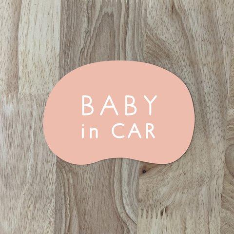 BABY in CAR マグネット　車用　ベイビーインカー　ステッカー　モーヴサーモンピンク