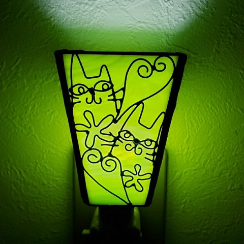 ステンド グラス (猫) おやすみライト　LED電球付き