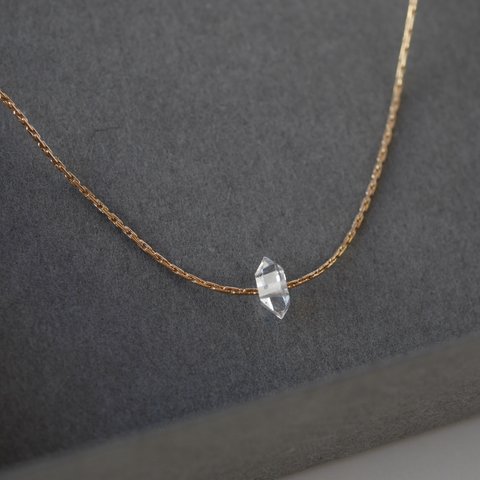 ハーキマーダイヤモンド 14kgf 最上級ランクAAA ネックレス ゴールド　チェーン　4月の誕生石