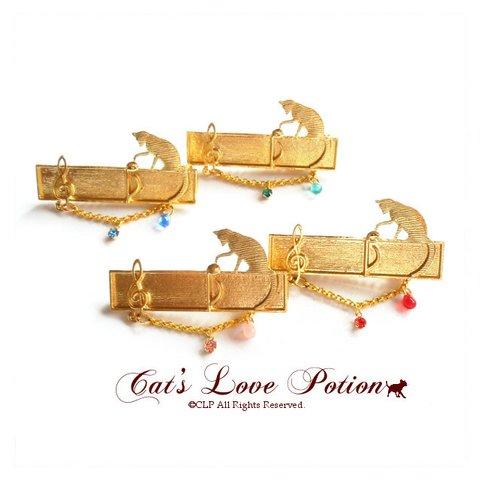 猫 ヘアアクセサリー チェコ ドロップ メロディライン ヘアクリップ Cat's Love Potion 