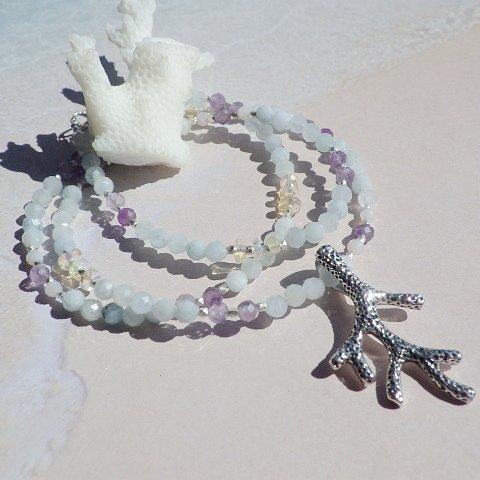 *sv925* Coral Reef Ocean Necklace コーラルリーフ＆アクアマリンネックレス