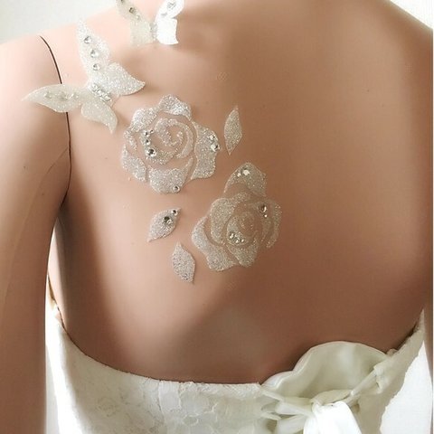 F200ローズ&バタフライセット＊貼るアクセサリー＊ウェデングドレス＊結婚式＊マタニティ　ボディジュエリー＊ボディージュエリーシール