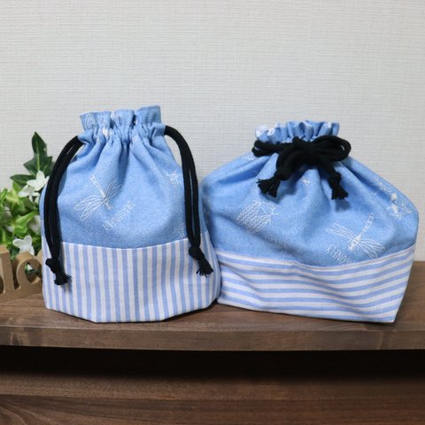 ☆送料無料☆ お弁当袋&コップ袋セット　昆虫柄