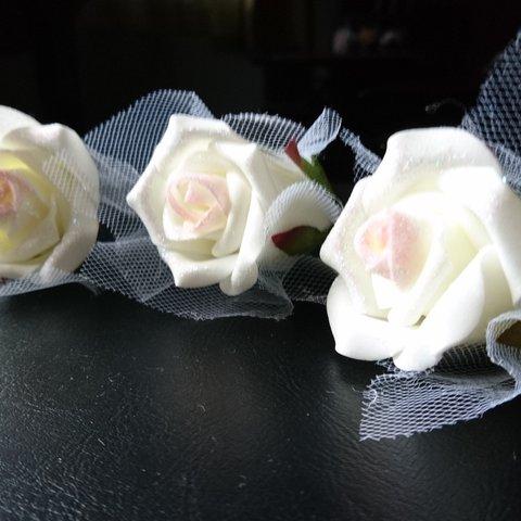薔薇の花  ホワイト Uピン