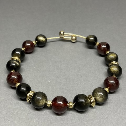 オレンジガーネット×ゴールデンシャインオブシディアン　orange garnet and golden shine obsidian