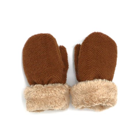 BABY/KIDS Organic Cotton Fur Brown Mittens オーガニックコットン ファー 手袋 ミトン ブラウン