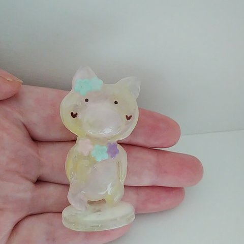 レジン猫/レジン/レジン花/かわいい/キーホルダー