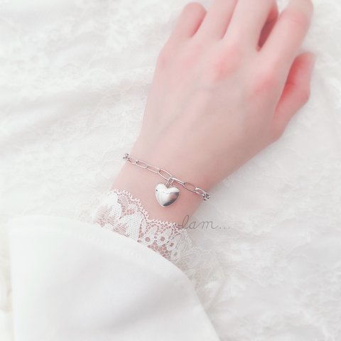 1/12新作＊ silver heart oval chain bracelet