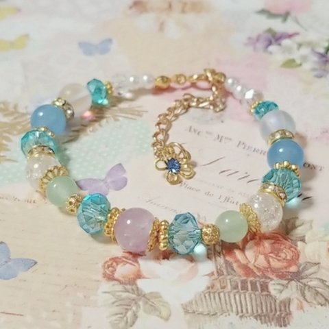 ゆめかわいい紫陽花カラー♡キラキラブレスレット