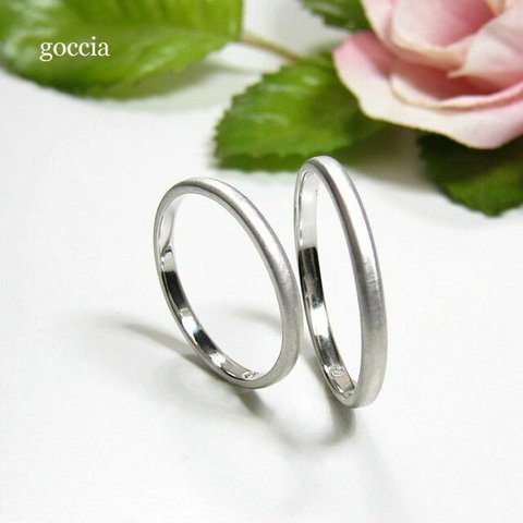 シンプルな結婚指輪。ハードプラチナ900の自然な艶消し仕上げ（5-2）