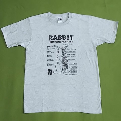 ロボうさTシャツ　杢グレー　メンズMサイズ