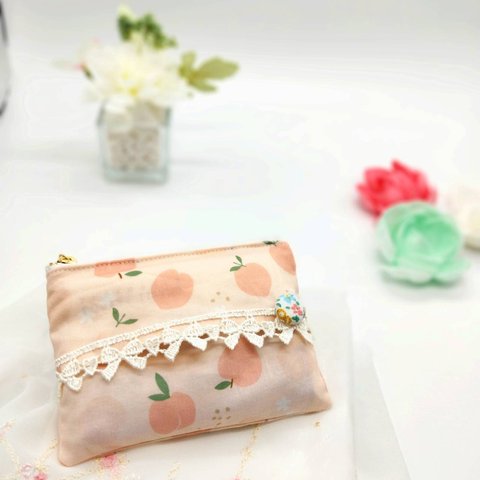 🍑ミニポーチ🌷ティッシュケース付き🍑