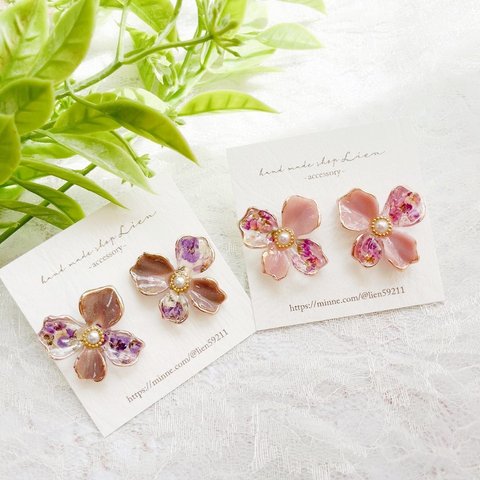natural colorful Flower ピアス/イヤリング