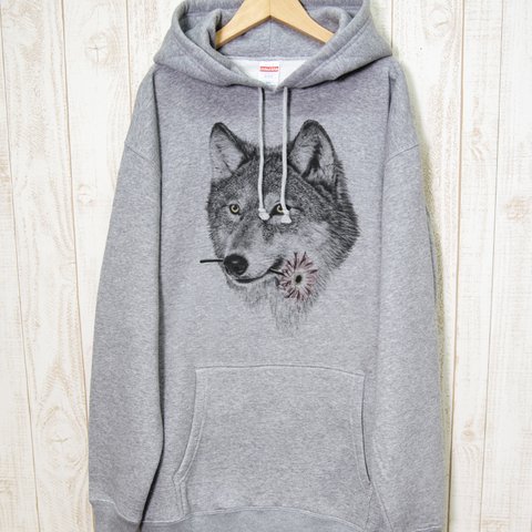 ronronWOLF BIG HOODIE　Here you go（ヘザーグレー） / R027-PB-GR