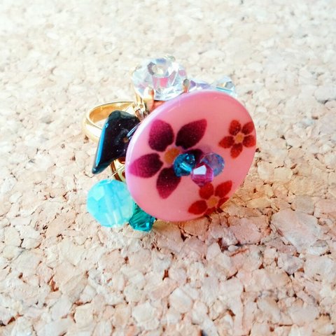 Button ring -Pink-