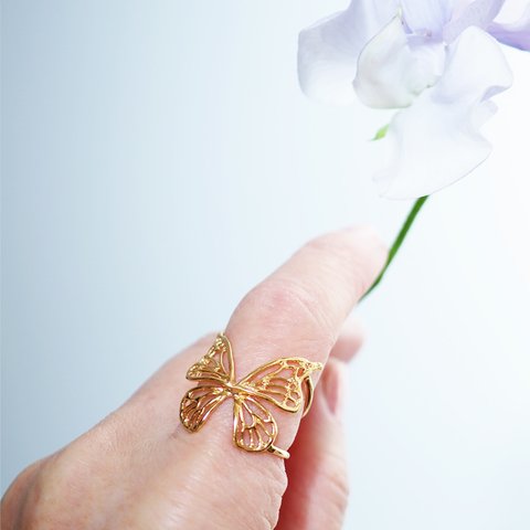 Fairy Butterfly Ring *〜蝶のフリーサイズリング〜* (gold)