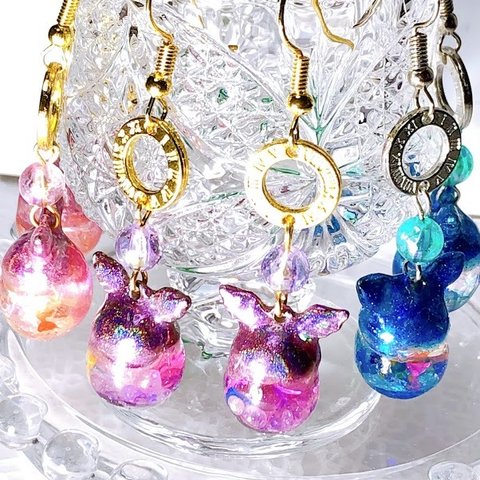 【受注生産】羽根卵ピアス・イヤリング　パープル