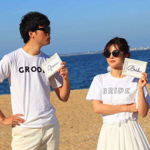 Bride&Groom Tシャツ 2点セット │ 結婚 ウェディング 新郎新婦