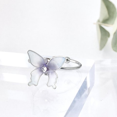 蝶々 青紫　ディップアート リング　指輪　 お呼ばれ プレゼント
