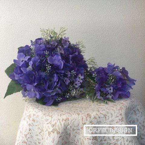 【SALE】ブルーの紫陽花と薄紫小花のブーケ💐