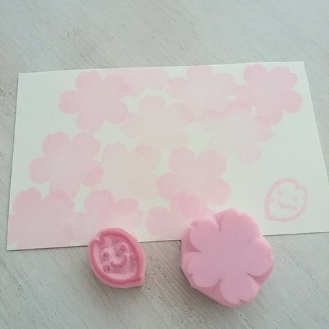 消しゴムはんこ* 桜の花びらはんこ 2個セット(持ち手なし)