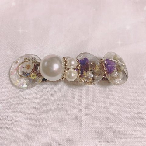 クリア✖︎パープル系ヘアクリップ