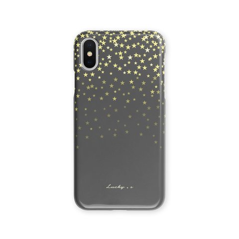 Twinkling Stars★チャコールグレー　iPhoneケース　星