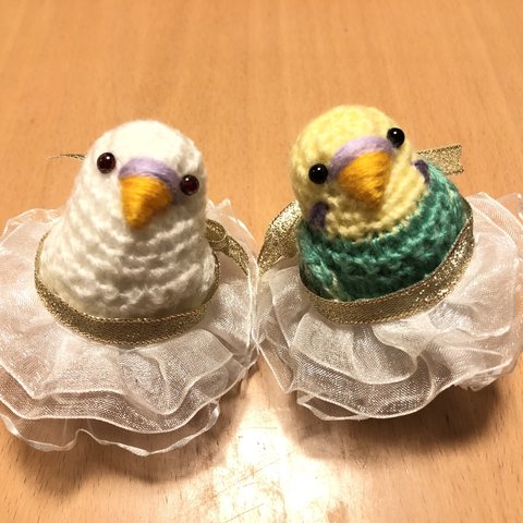 インコちゃん用♡プリンセスドレス（ホワイト、ゴールド）