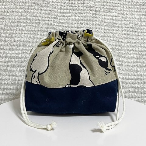 犬×紺　お弁当袋