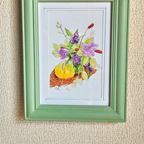 059  花イラスト　　 色鉛筆画  A4サイズ   