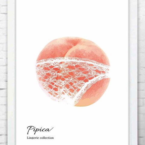 Peach lingerie 7   ポスター　A4 　アートポスター　アート　アート(イラスト。グラフィック）seiで検索　593-2