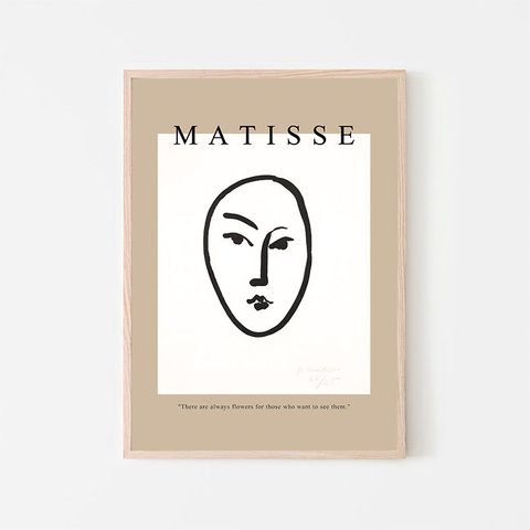 マティス "Grand masque" 1948 / アートポスター 2L ミニマル ラインアート モノクロ 顔	