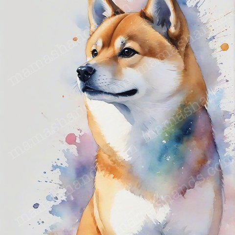 柴犬の水彩画 イラストアート（デジタルコンテンツ ダウンロード販売）