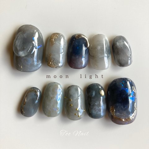 moon light🌌🌙インクブルーニュアンスネイル