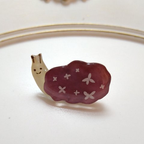 紫陽花カタツムリブローチ
