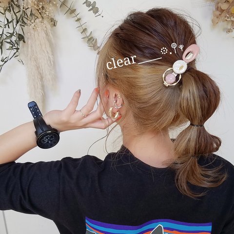 誰でも簡単♪ピンク♥️挟むだけヘアクリップ✴️ヘアアレンジ♪