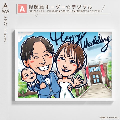 似顔絵オーダー ☆  結婚記念日 結婚式 結婚祝い ウェディング ウェルカムボード