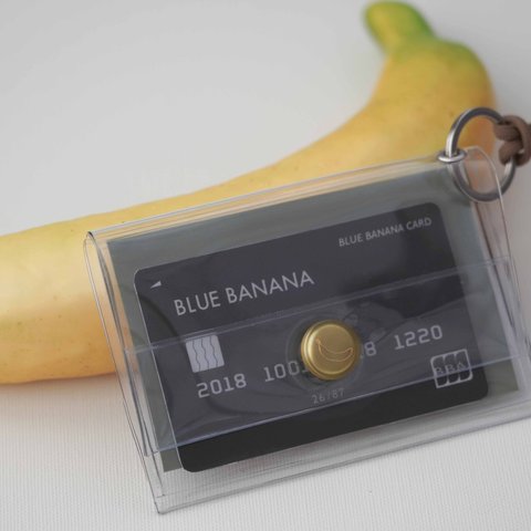 【オリーブシート】バナナボタンクリアパスケース/IDカードケース