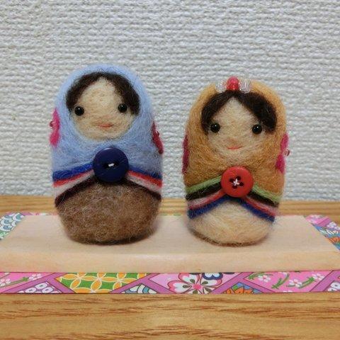 【送料無料】羊毛フェルト★マトリョーシカ風ひな人形マスコット