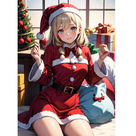 スマホ壁紙　待ち受け画面　クリスマス　女性サンタクロース