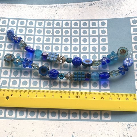 【1連15コセット】#czech beads#チェコビーズ　blue mixassort8〜14㍉