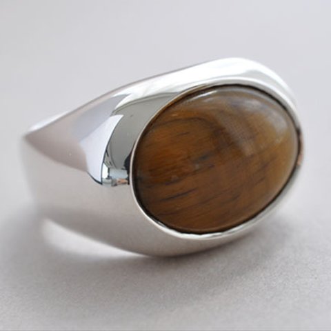 【SILVER925】タイガーアイ　ボリュームリング　Tiger's eye Signet Ring