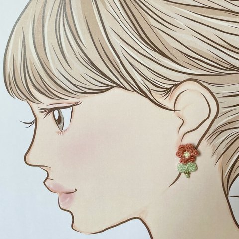 花 ピアス♡刺繍糸♡モリーの花