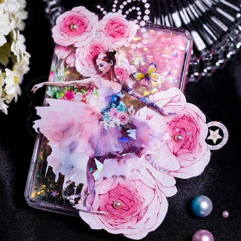 シェルライト♡憧れるバレリーナ　お花ドレス✨PETフレークシール　WLXZ