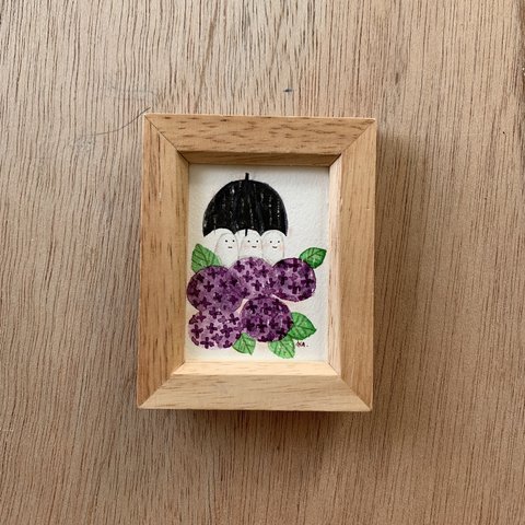 「紫陽花見つけた」ミニ額　原画　　　