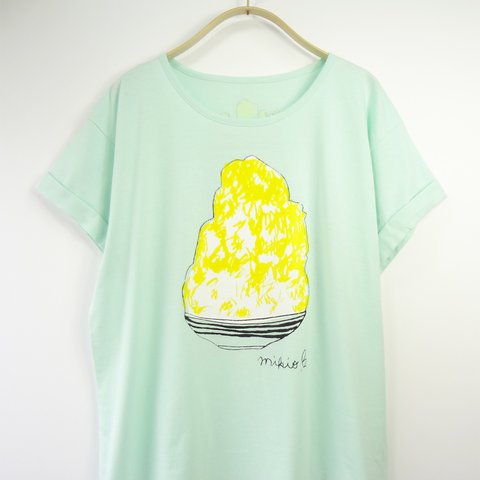 かき氷ゆるふわレディースＴシャツ Lemon MintGreen