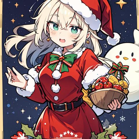 クリスマスカード　CHRISTMAS CARD　女性サンタクロース