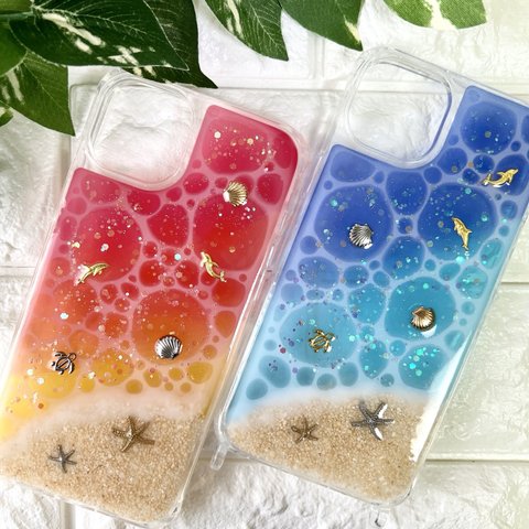 【専用出品】海塗りスマホケース2種𓇼𓈒𓐍 iPhone14plus