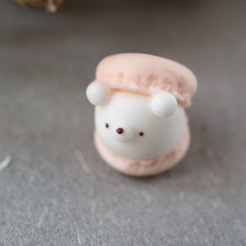 ミニチュア　ミニチュアフード　ミニチュアスイーツ　ミニチュアパン　ミニチュアケーキ　樹脂粘土　miniature マカロンのくまちゃん